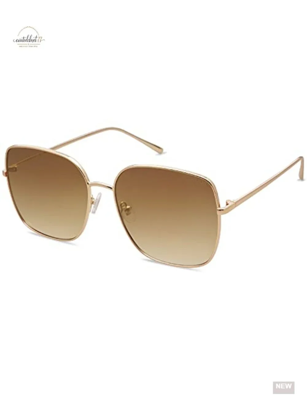 Oversized Square Metal Frame Sunglasses UV400 Protection Retro Unisex